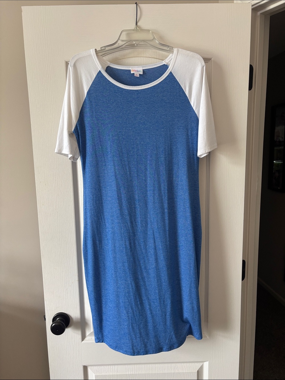 Lularoe-Blue and White Raglan T-Shirt Dress